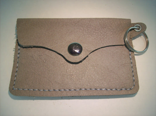 Embossed Leather Card Wallet Keychain – Repurposed Leather