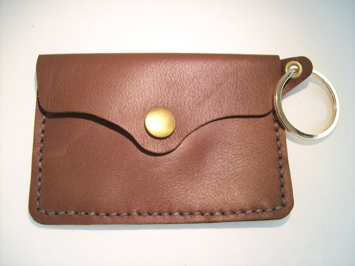 Plain Leather Card Wallet Keychain – Repurposed Leather