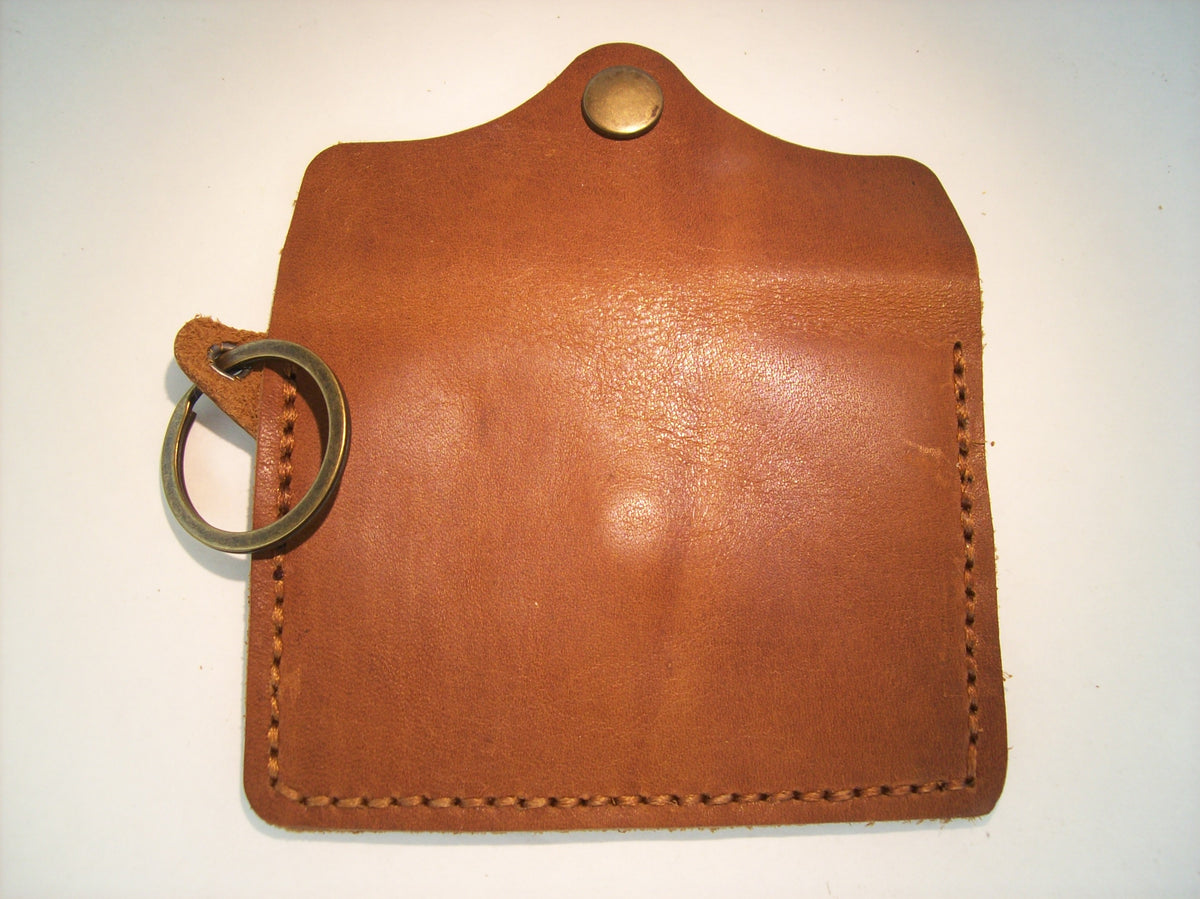 Embossed Leather Card Wallet Keychain – Repurposed Leather