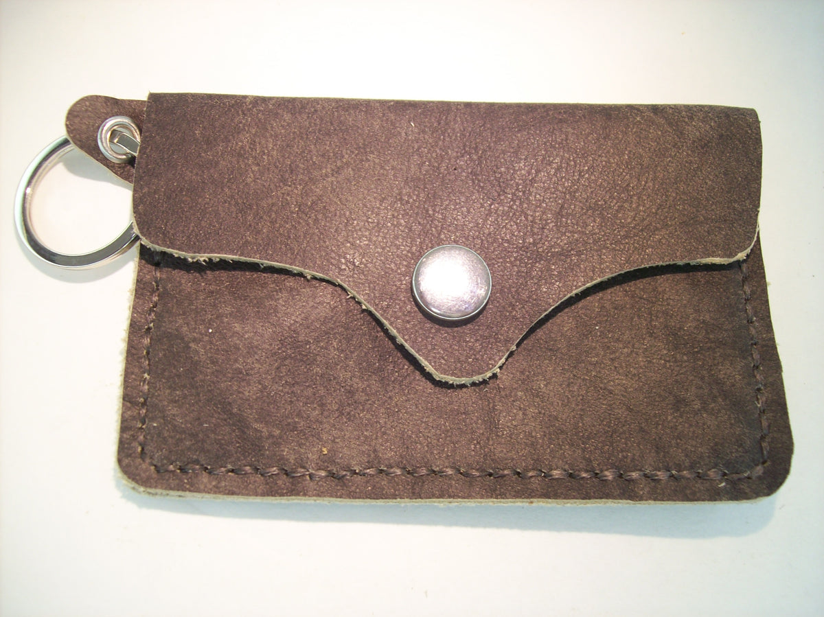 Plain Leather Card Wallet Keychain – Repurposed Leather