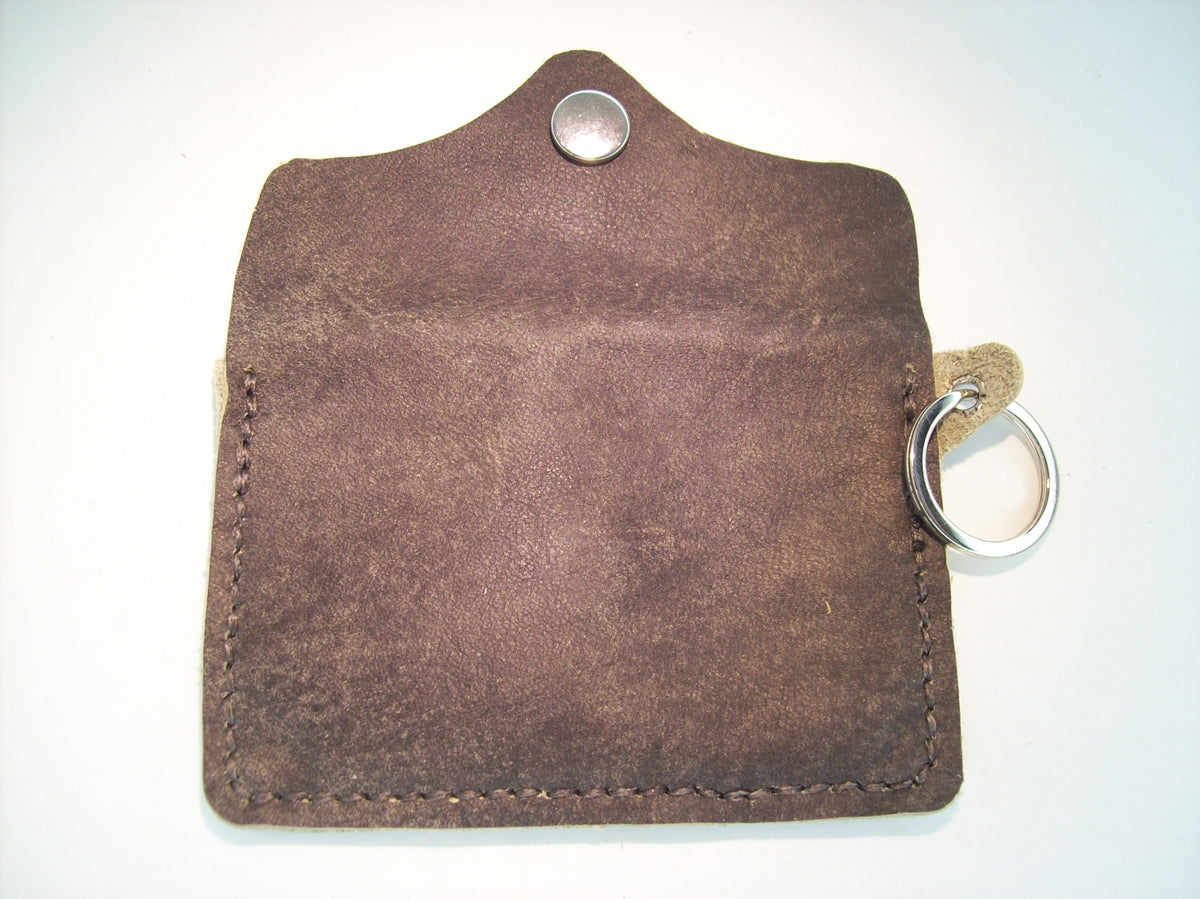 Plain Leather Card Wallet Keychain – Repurposed Leather
