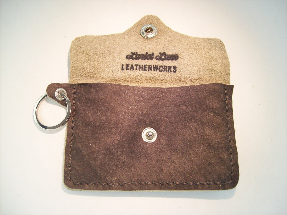 Plain Leather Card Wallet Keychain – Repurposed Leather