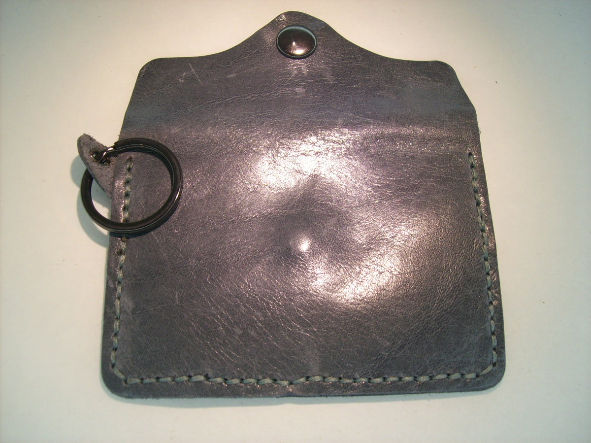 Embossed Leather Card Wallet Keychain – Repurposed Leather