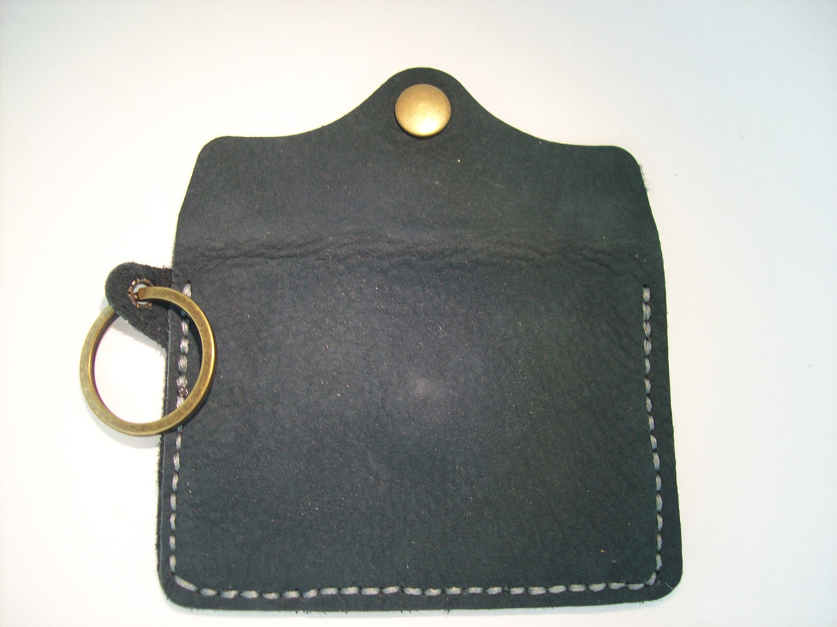 Plain Leather Card Wallet Keychain – Repurposed Leather