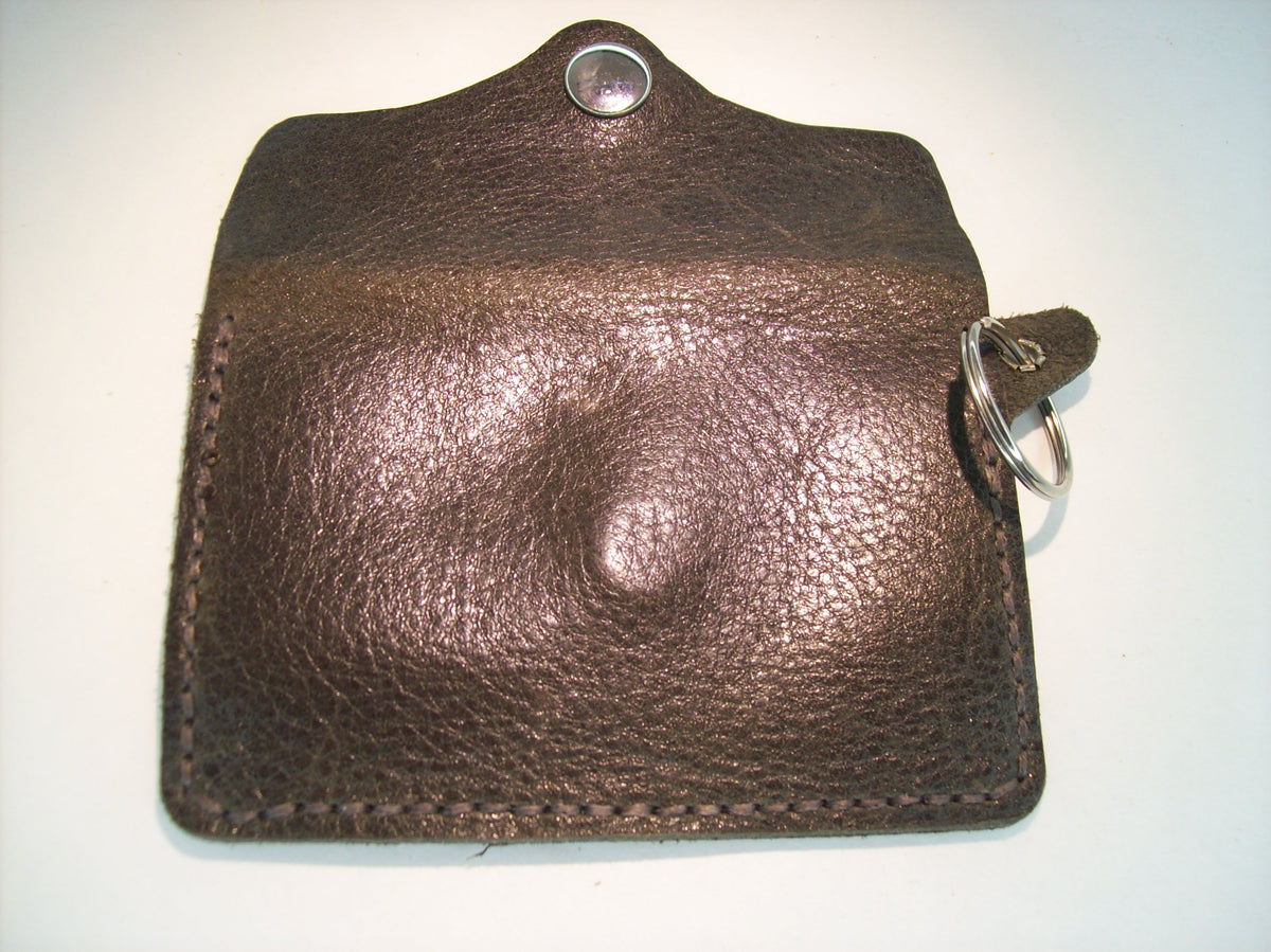 Embossed Leather Card Wallet Keychain – Repurposed Leather