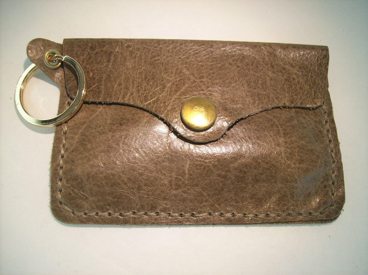 Plain Leather Card Wallet Keychain – Repurposed Leather