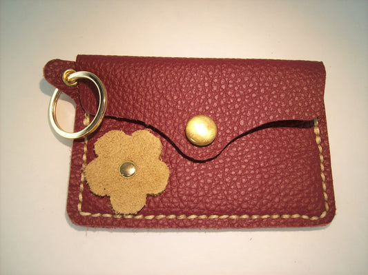 Leather Card Wallet Keychain with Shapes – Repurposed Leather