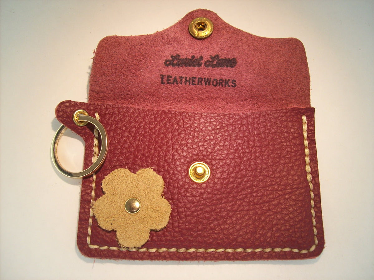 Leather Card Wallet Keychain with Shapes – Repurposed Leather