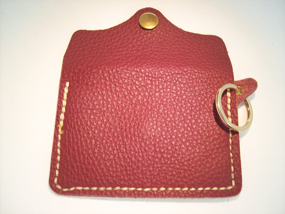 Leather Card Wallet Keychain with Shapes – Repurposed Leather