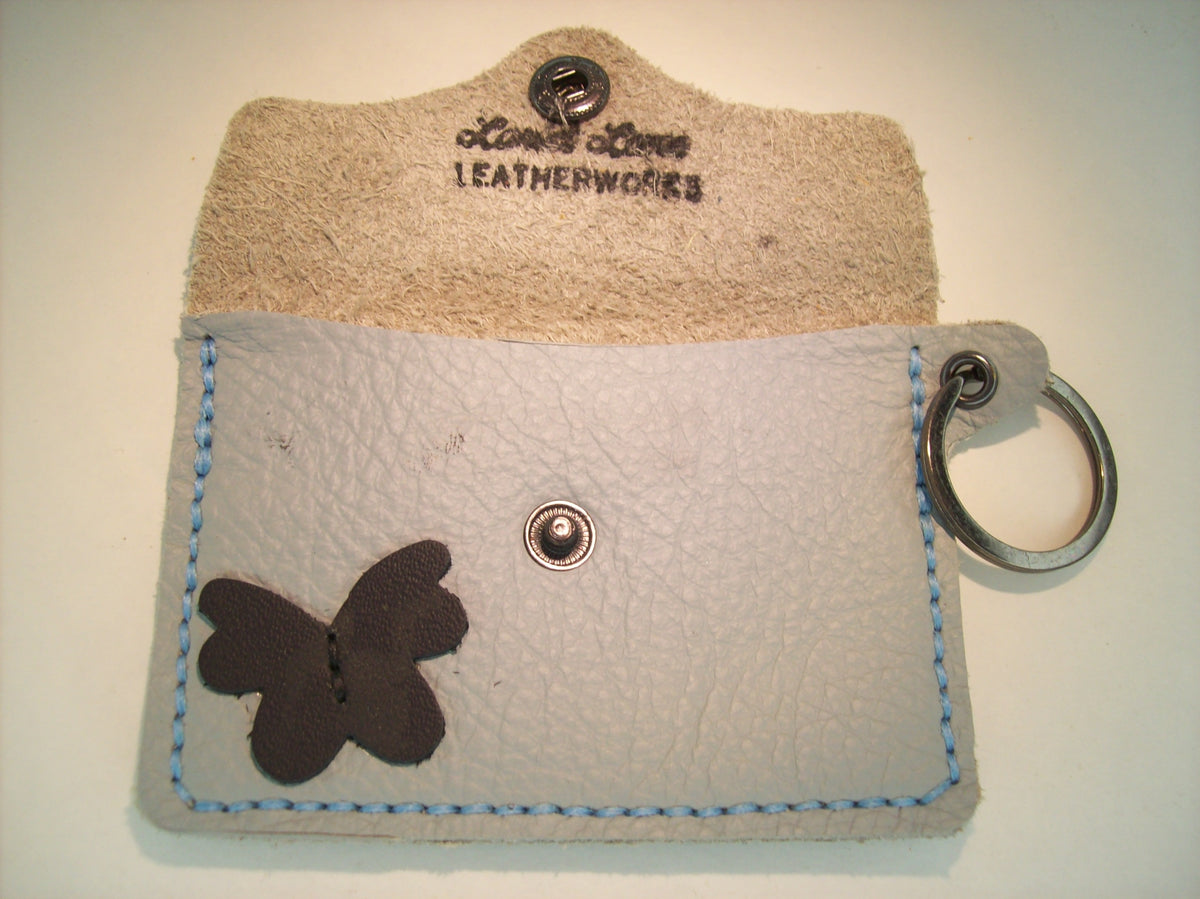 Leather Card Wallet Keychain with Shapes – Repurposed Leather