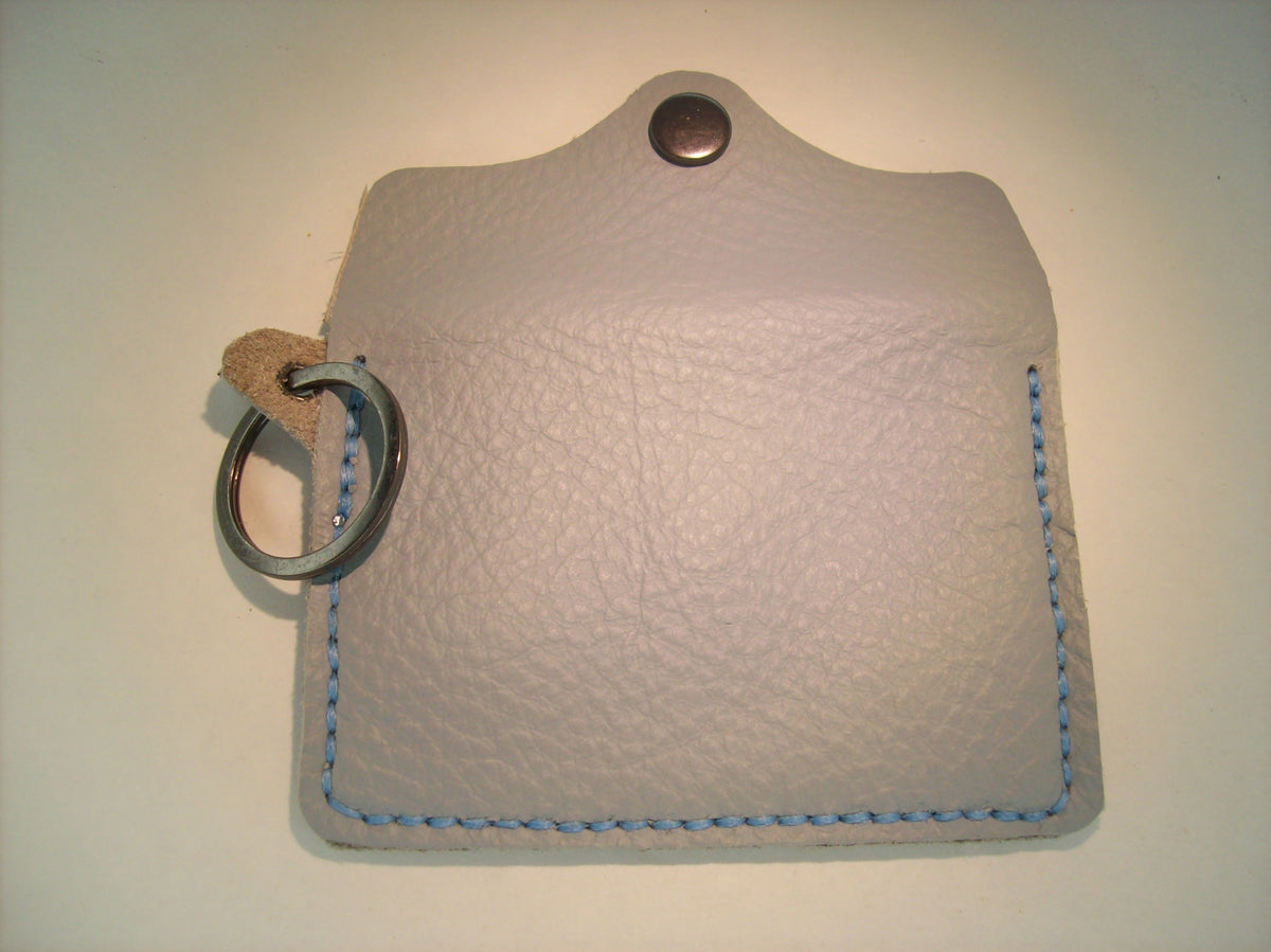 Leather Card Wallet Keychain with Shapes – Repurposed Leather