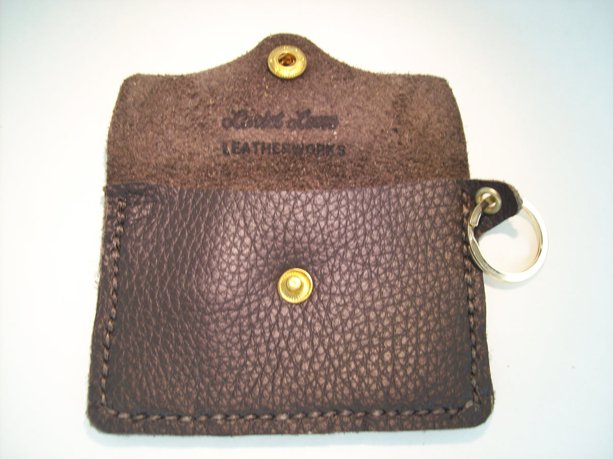 Plain Leather Card Wallet Keychain – Repurposed Leather