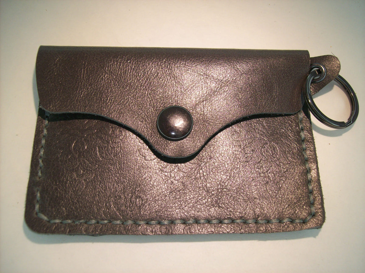 Embossed Leather Card Wallet Keychain – Repurposed Leather