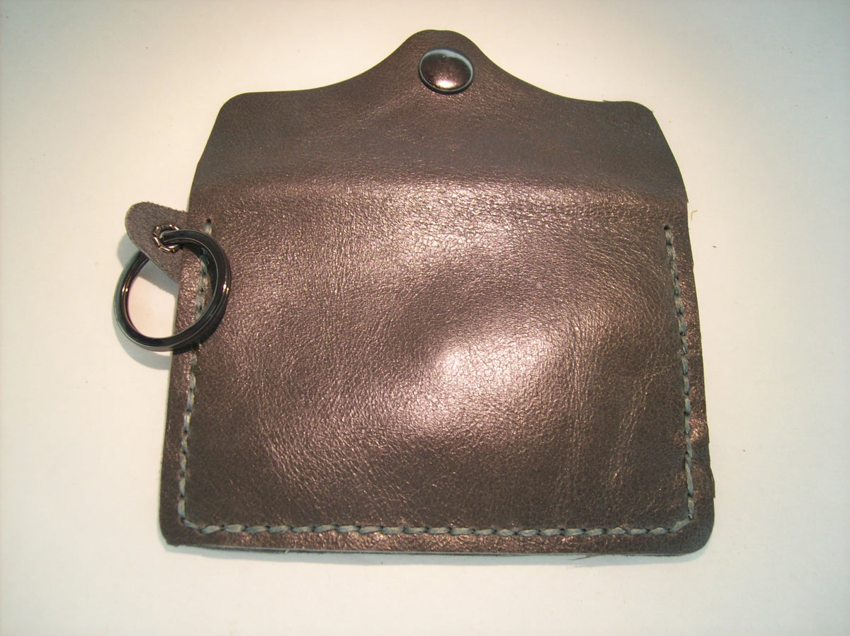 Embossed Leather Card Wallet Keychain – Repurposed Leather