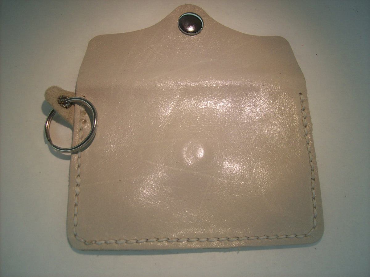 Embossed Leather Card Wallet Keychain – Repurposed Leather