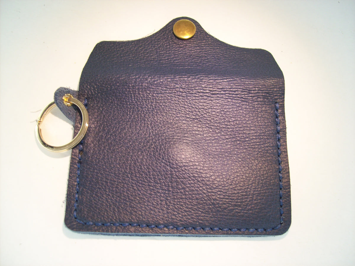 Leather Card Wallet Keychain with Shapes – Repurposed Leather