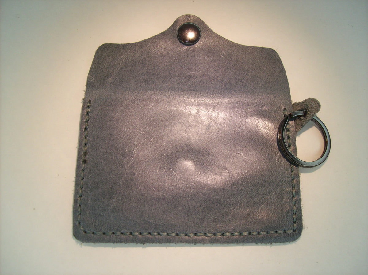 Embossed Leather Card Wallet Keychain – Repurposed Leather