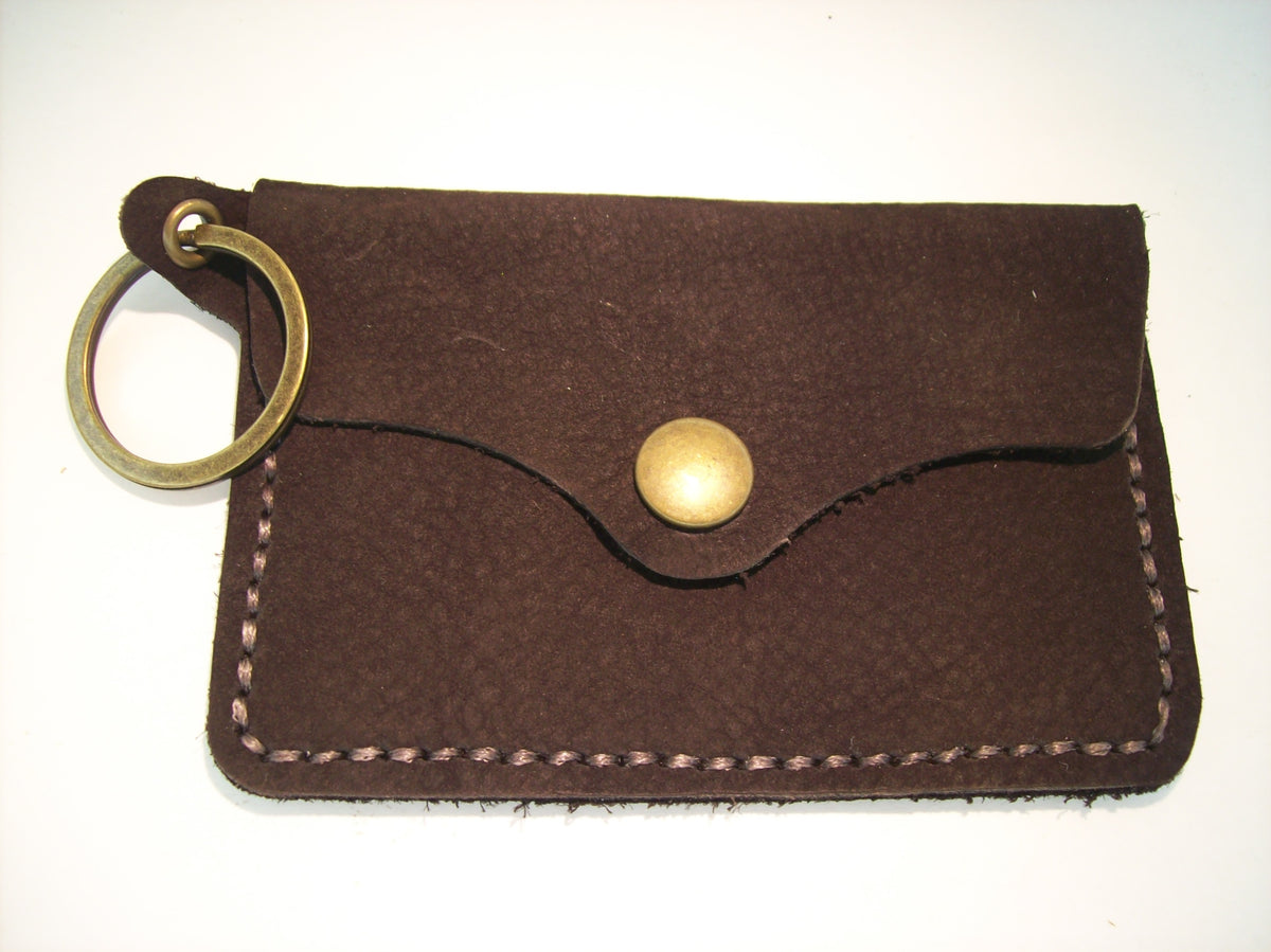 Plain Leather Card Wallet Keychain – Repurposed Leather