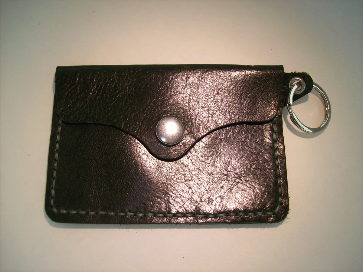 Plain Leather Card Wallet Keychain – Repurposed Leather