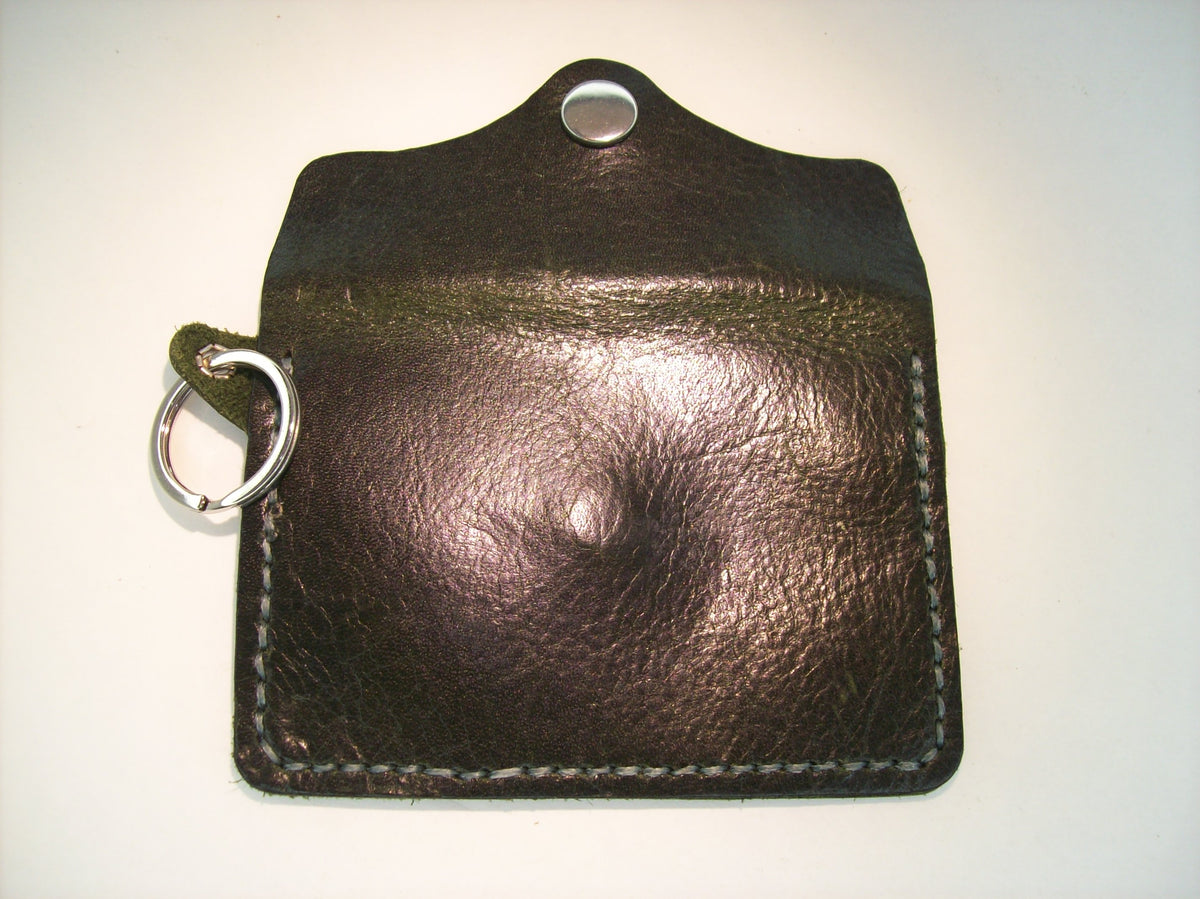 Plain Leather Card Wallet Keychain – Repurposed Leather