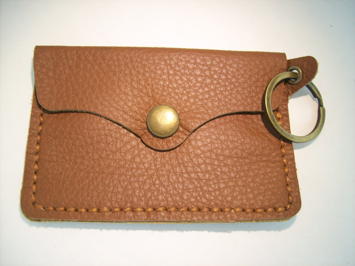 Plain Leather Card Wallet Keychain – Repurposed Leather