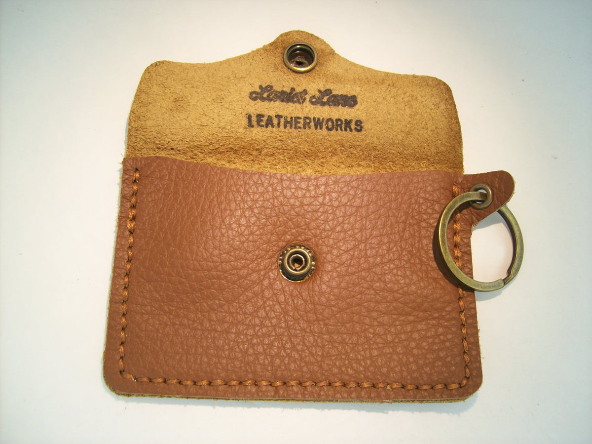 Plain Leather Card Wallet Keychain – Repurposed Leather