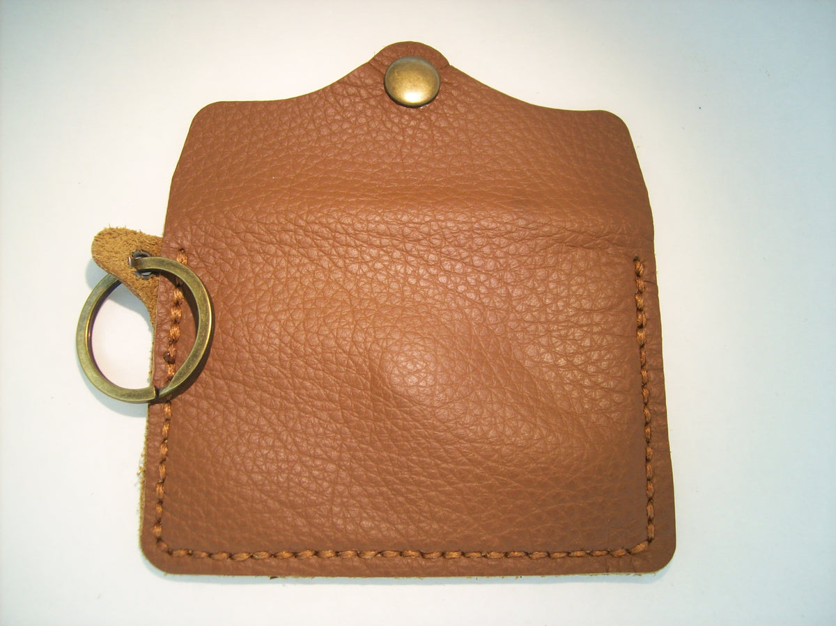 Plain Leather Card Wallet Keychain – Repurposed Leather