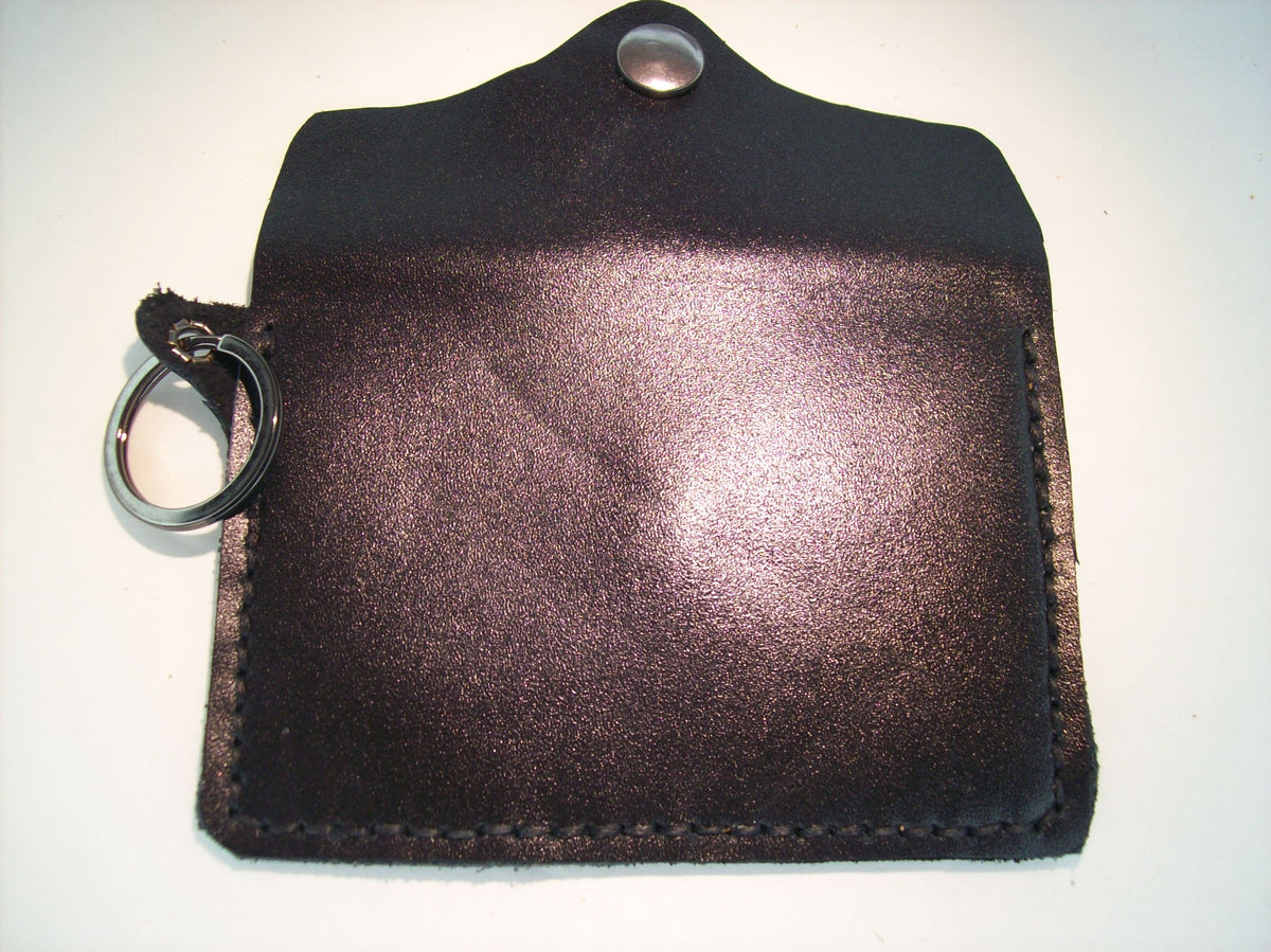 Embossed Leather Card Wallet Keychain – Repurposed Leather