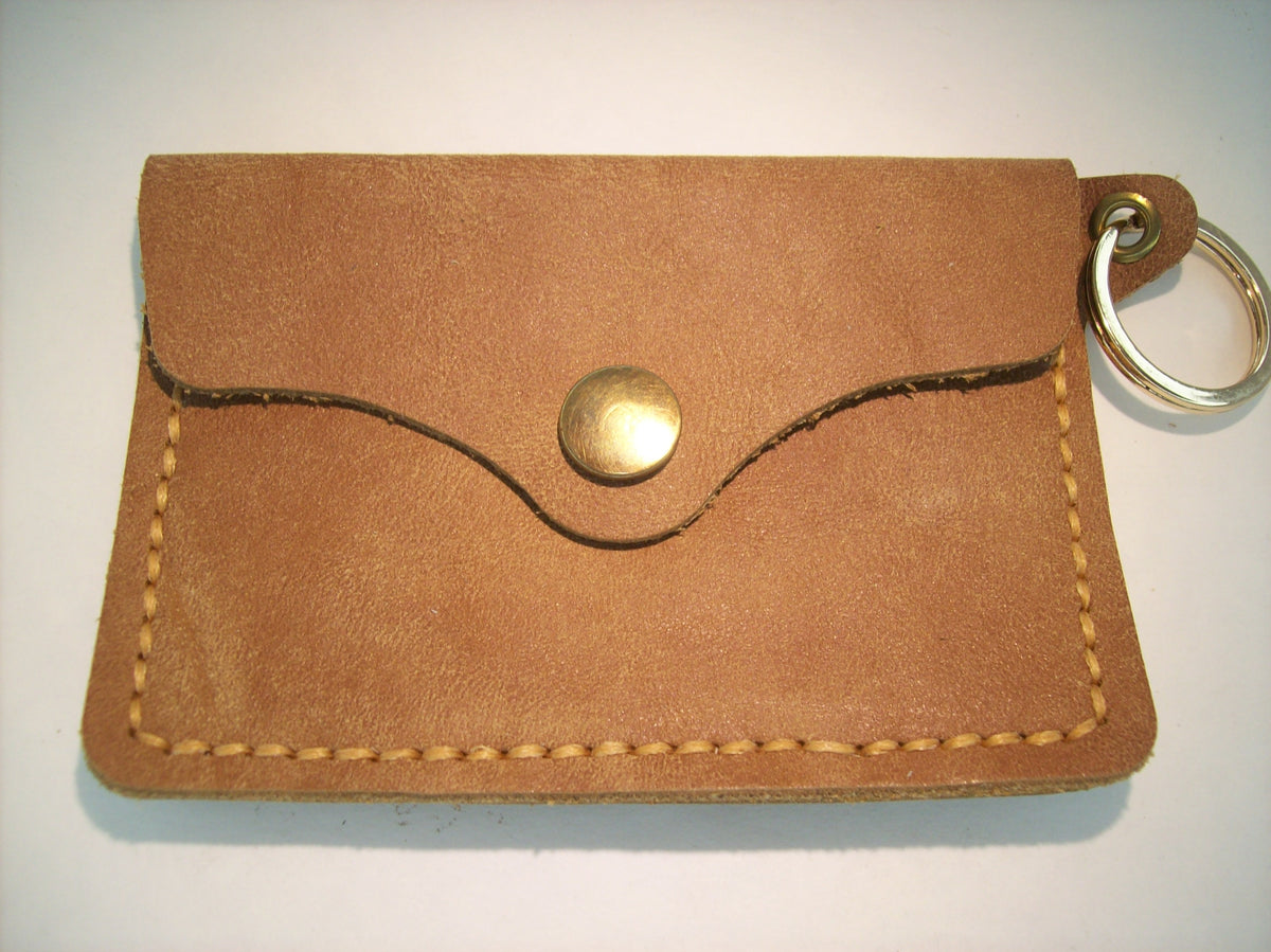 Plain Leather Card Wallet Keychain – Repurposed Leather