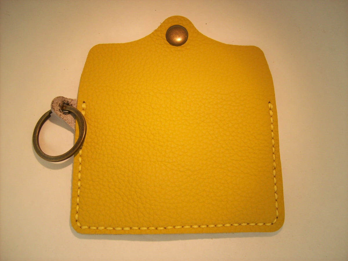 Two-Toned Leather Card Wallet Keychain – Repurposed Leather