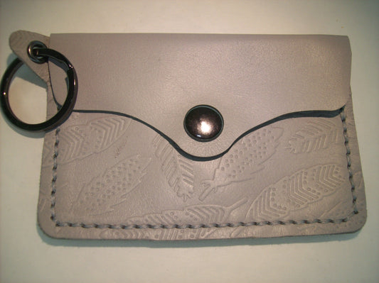 Embossed Leather Card Wallet Keychain – Repurposed Leather