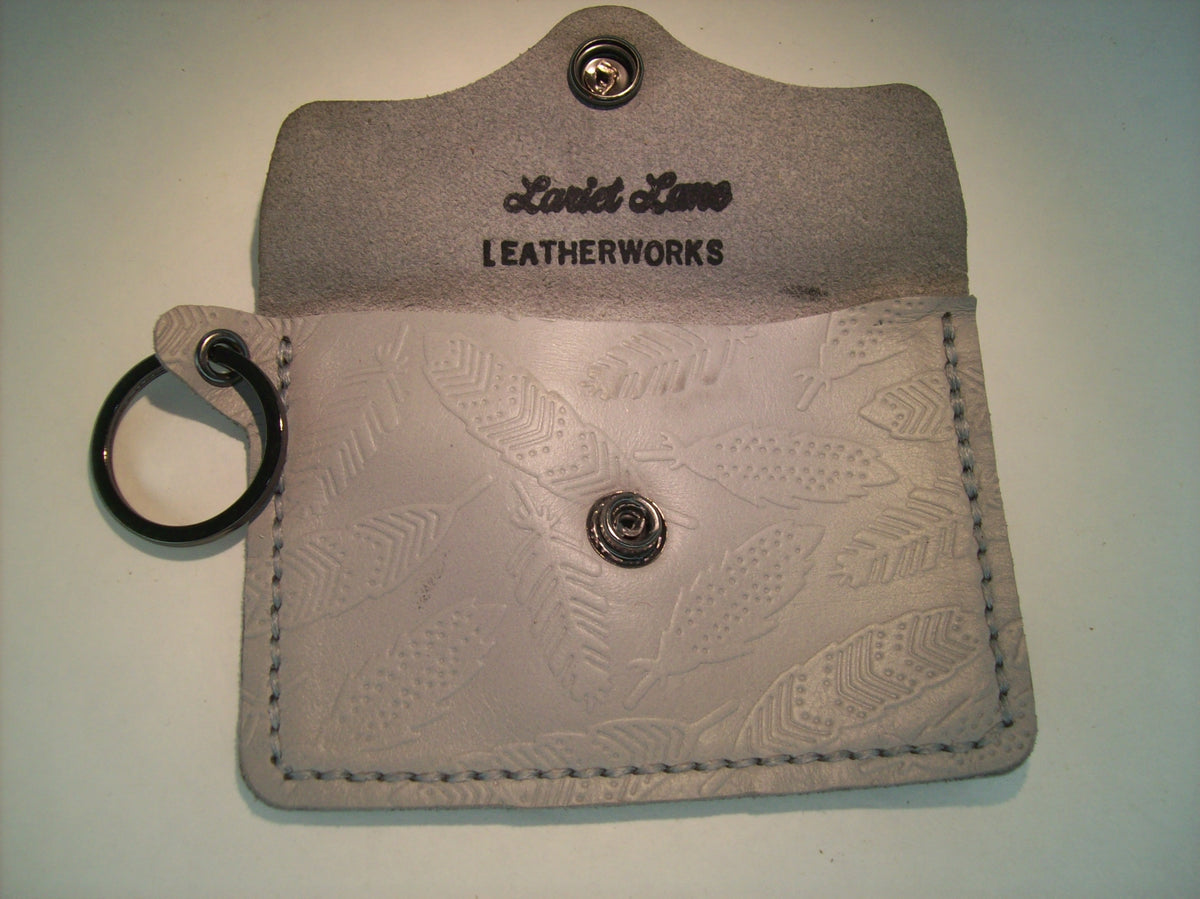 Embossed Leather Card Wallet Keychain – Repurposed Leather