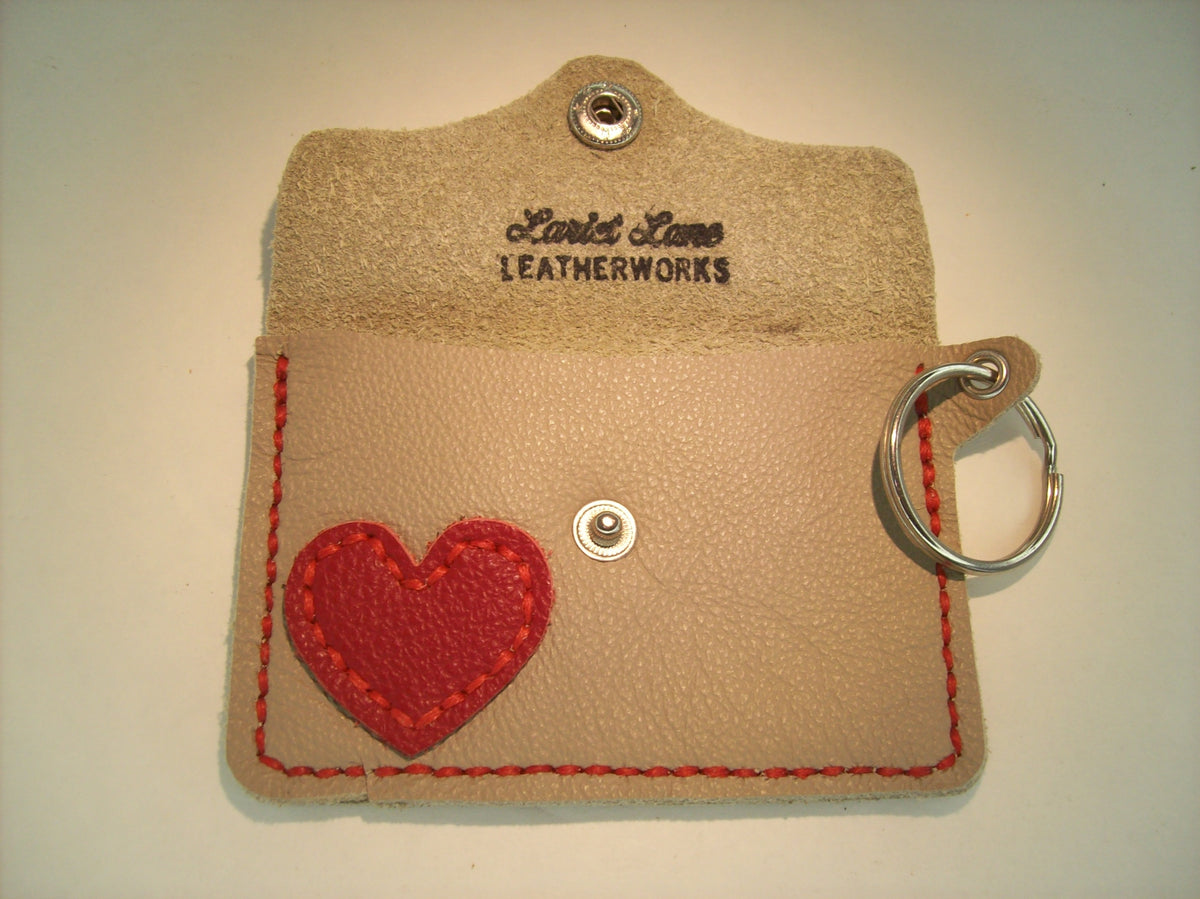 Leather Card Wallet Keychain with Shapes – Repurposed Leather