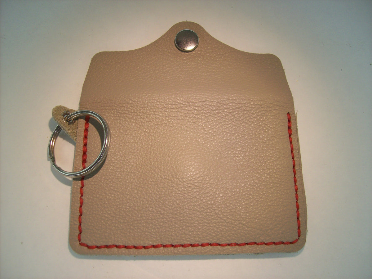 Leather Card Wallet Keychain with Shapes – Repurposed Leather