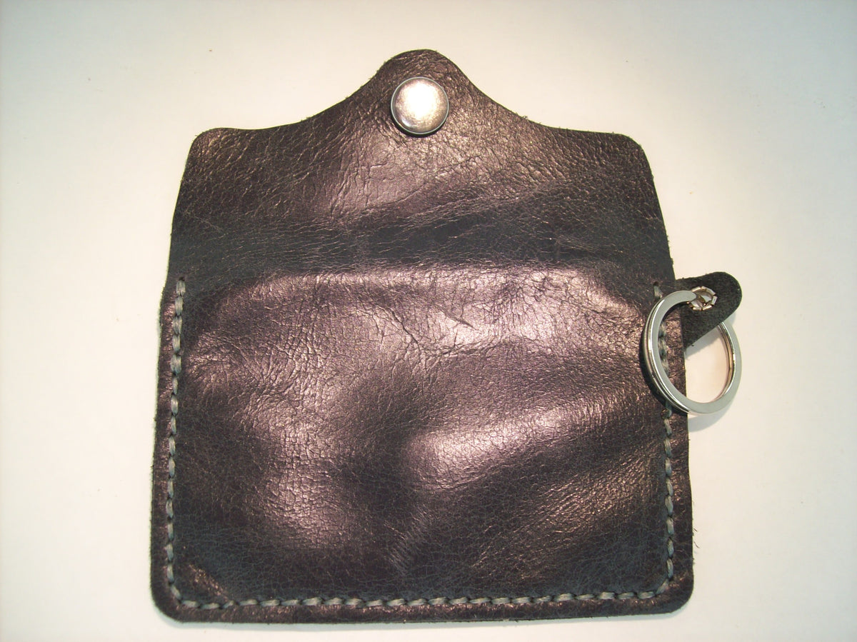 Plain Leather Card Wallet Keychain – Repurposed Leather