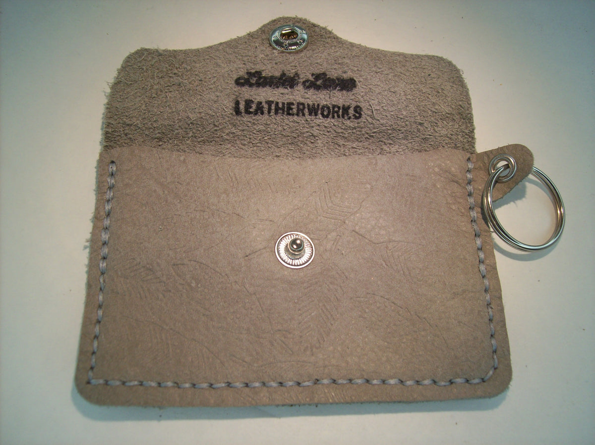 Embossed Leather Card Wallet Keychain – Repurposed Leather
