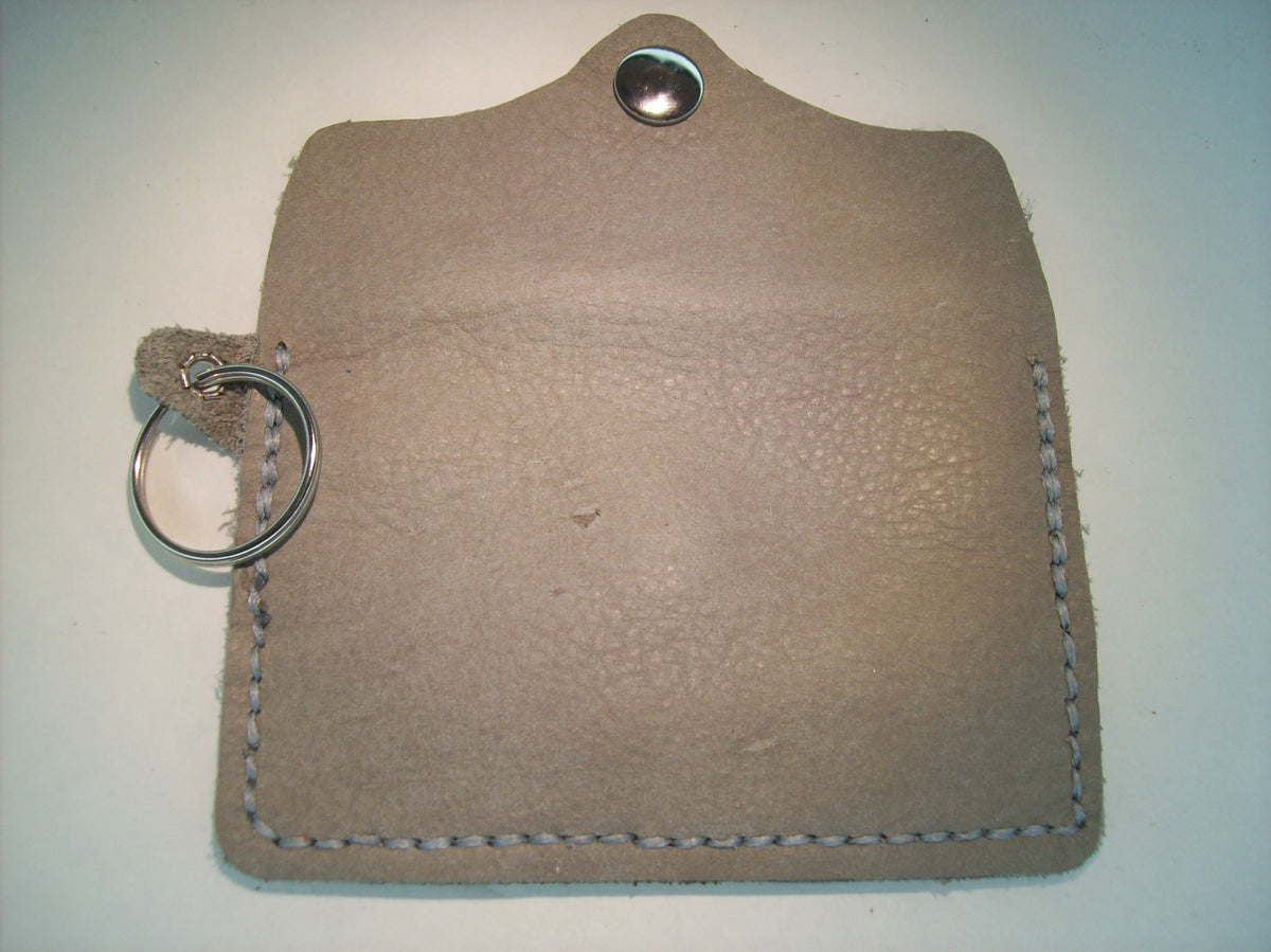 Embossed Leather Card Wallet Keychain – Repurposed Leather