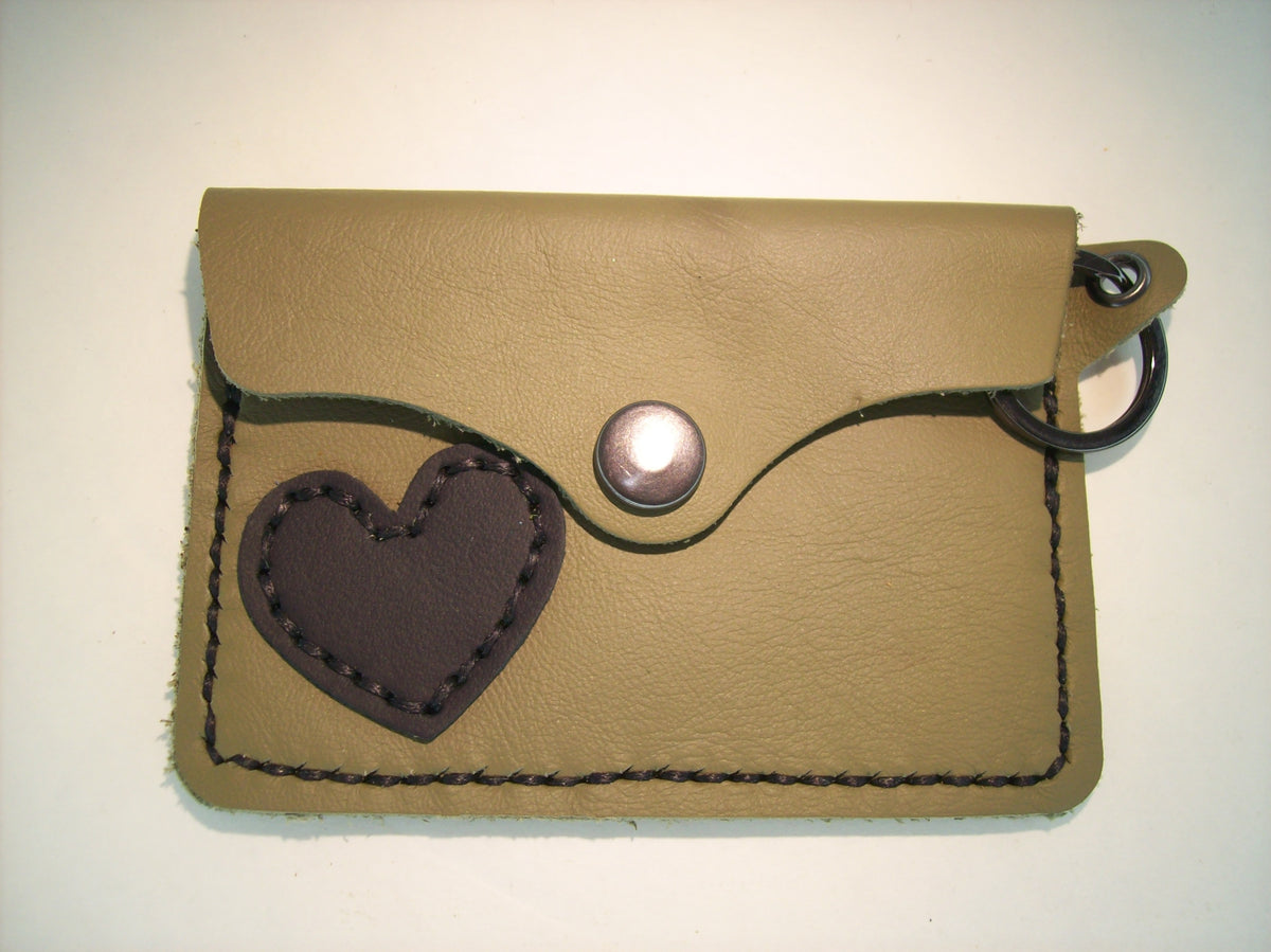 Leather Card Wallet Keychain with Shapes – Repurposed Leather