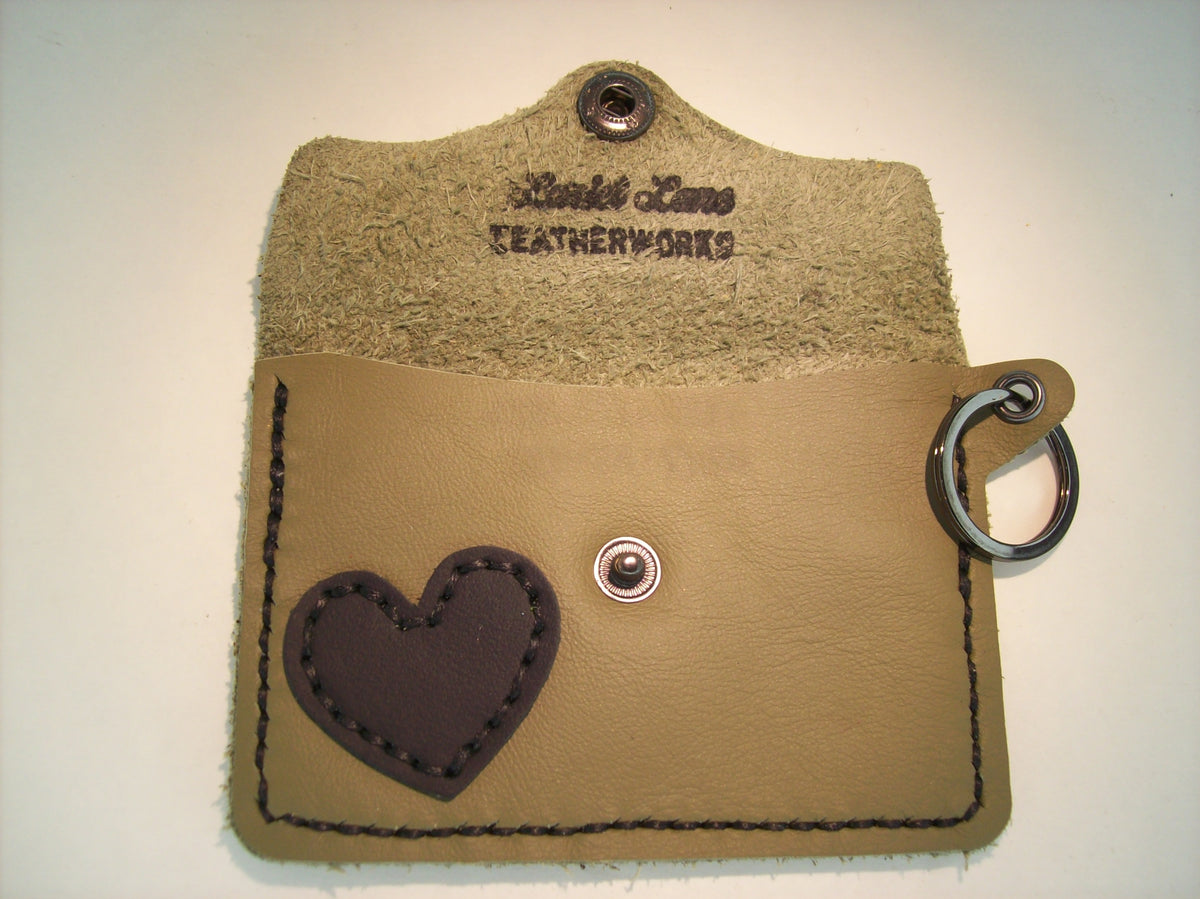 Leather Card Wallet Keychain with Shapes – Repurposed Leather