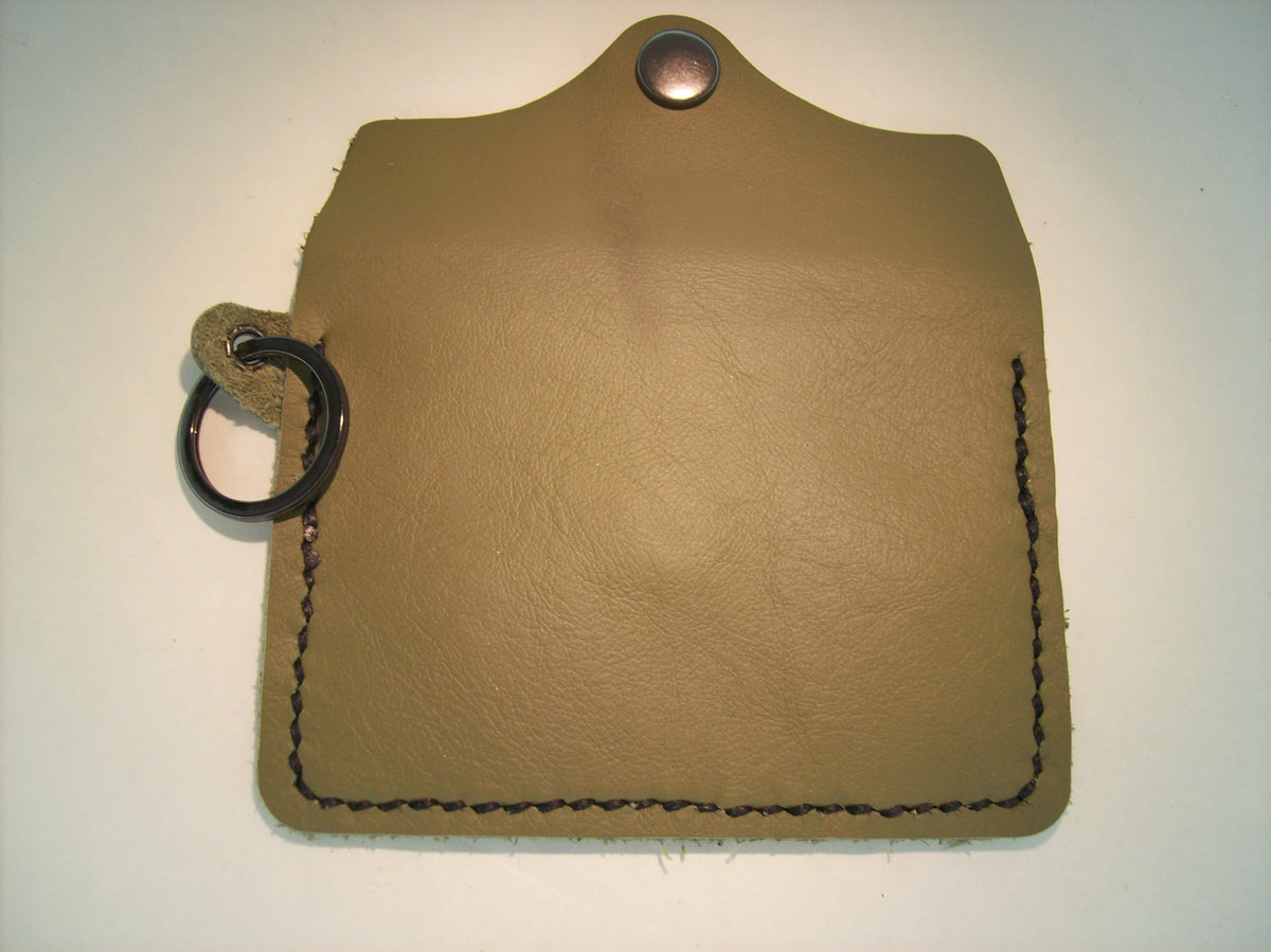 Leather Card Wallet Keychain with Shapes – Repurposed Leather