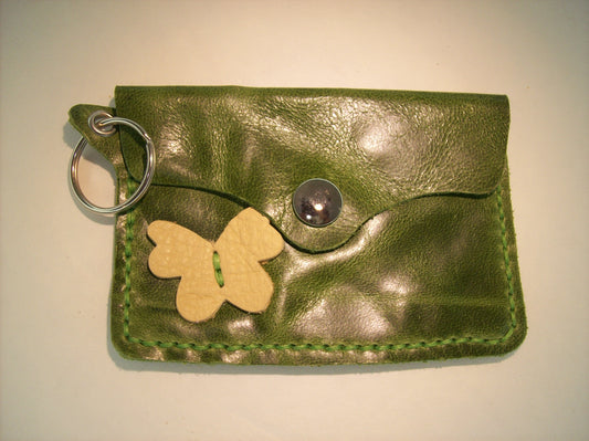 Leather Card Wallet Keychain with Shapes – Repurposed Leather