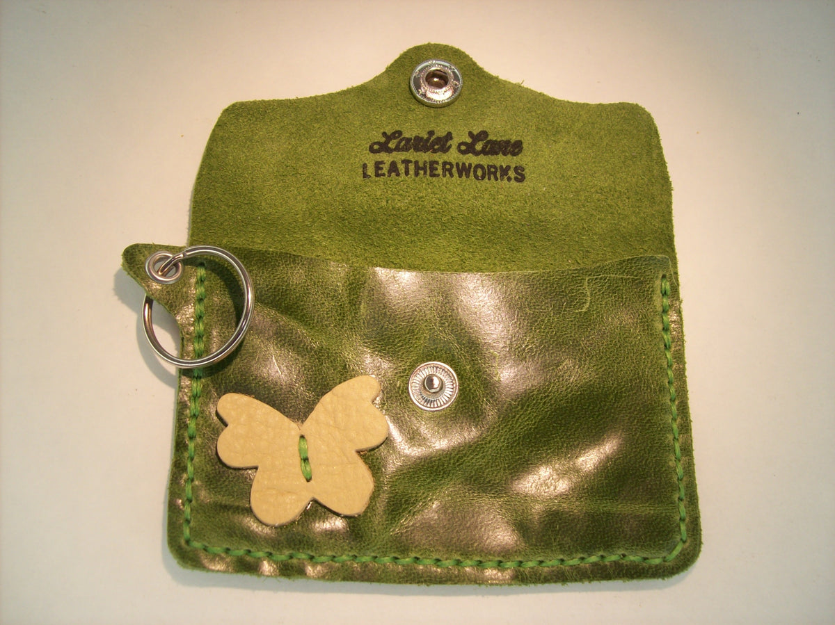 Leather Card Wallet Keychain with Shapes – Repurposed Leather