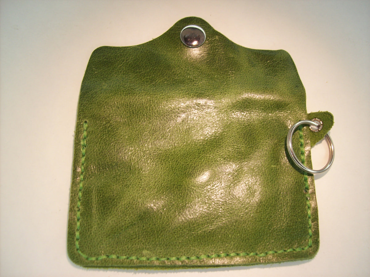 Leather Card Wallet Keychain with Shapes – Repurposed Leather