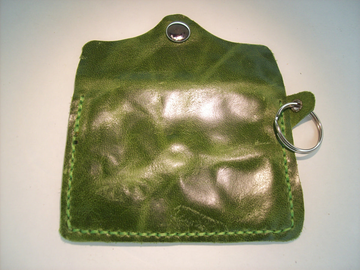Embossed Leather Card Wallet Keychain – Repurposed Leather
