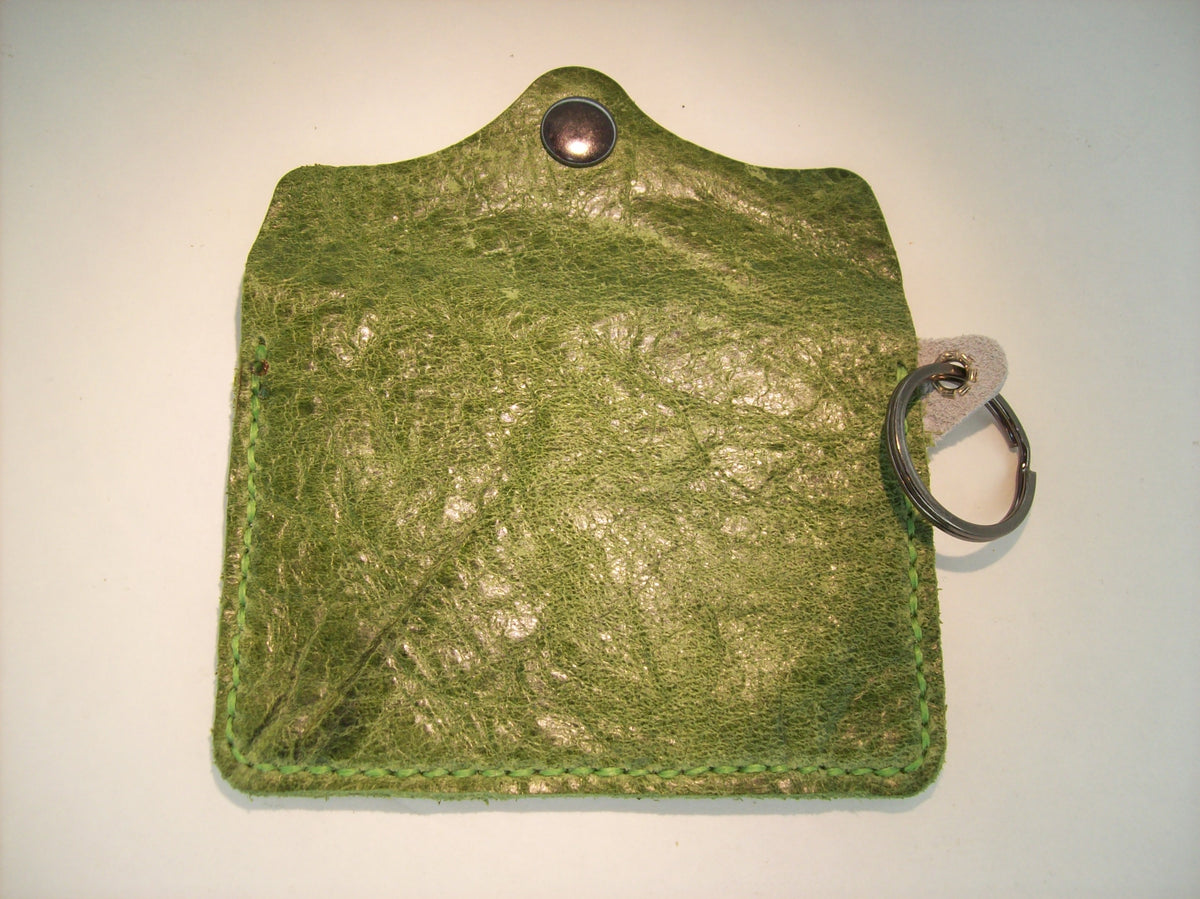 Two-Toned Leather Card Wallet Keychain – Repurposed Leather
