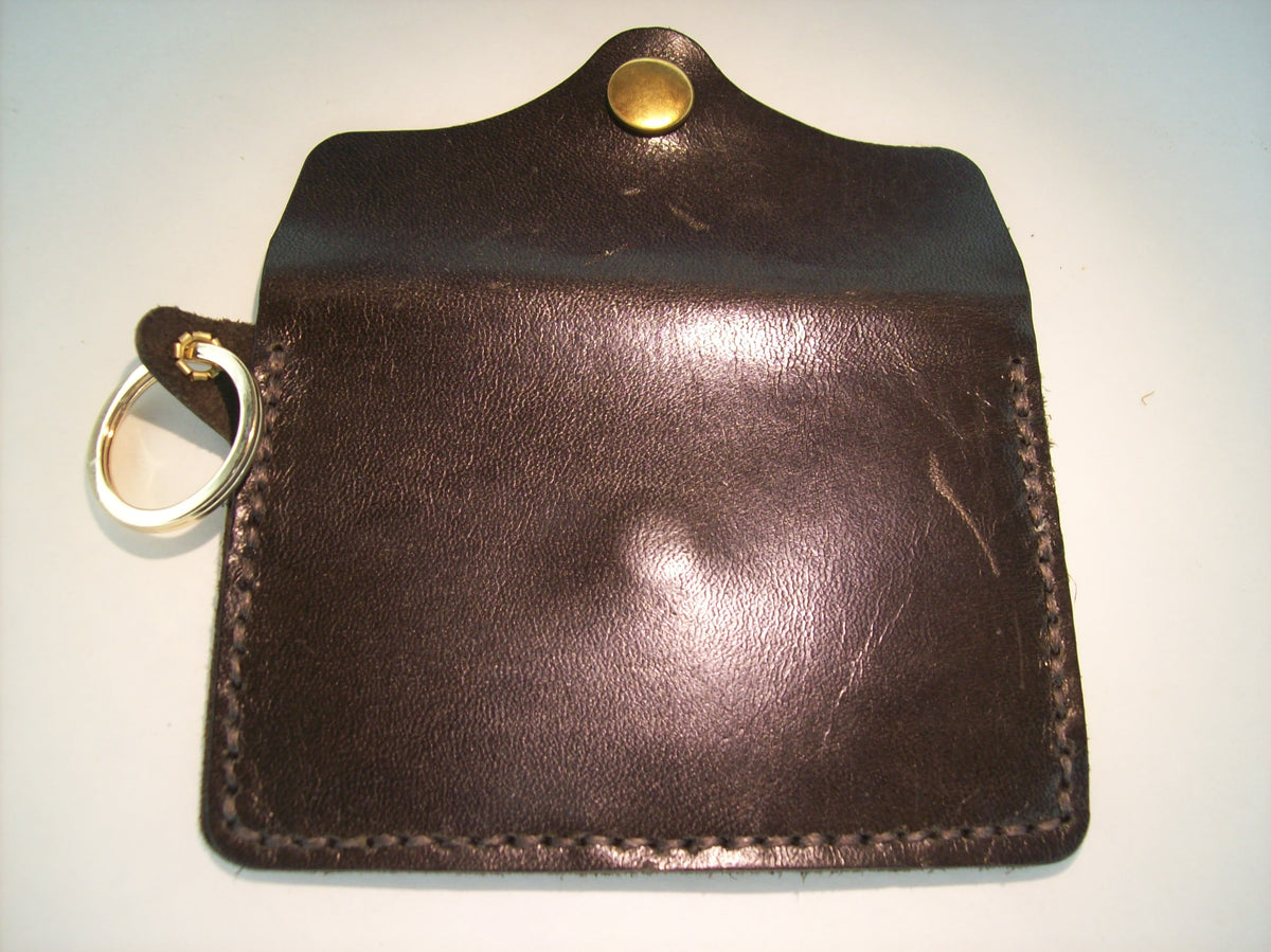 Embossed Leather Card Wallet Keychain – Repurposed Leather