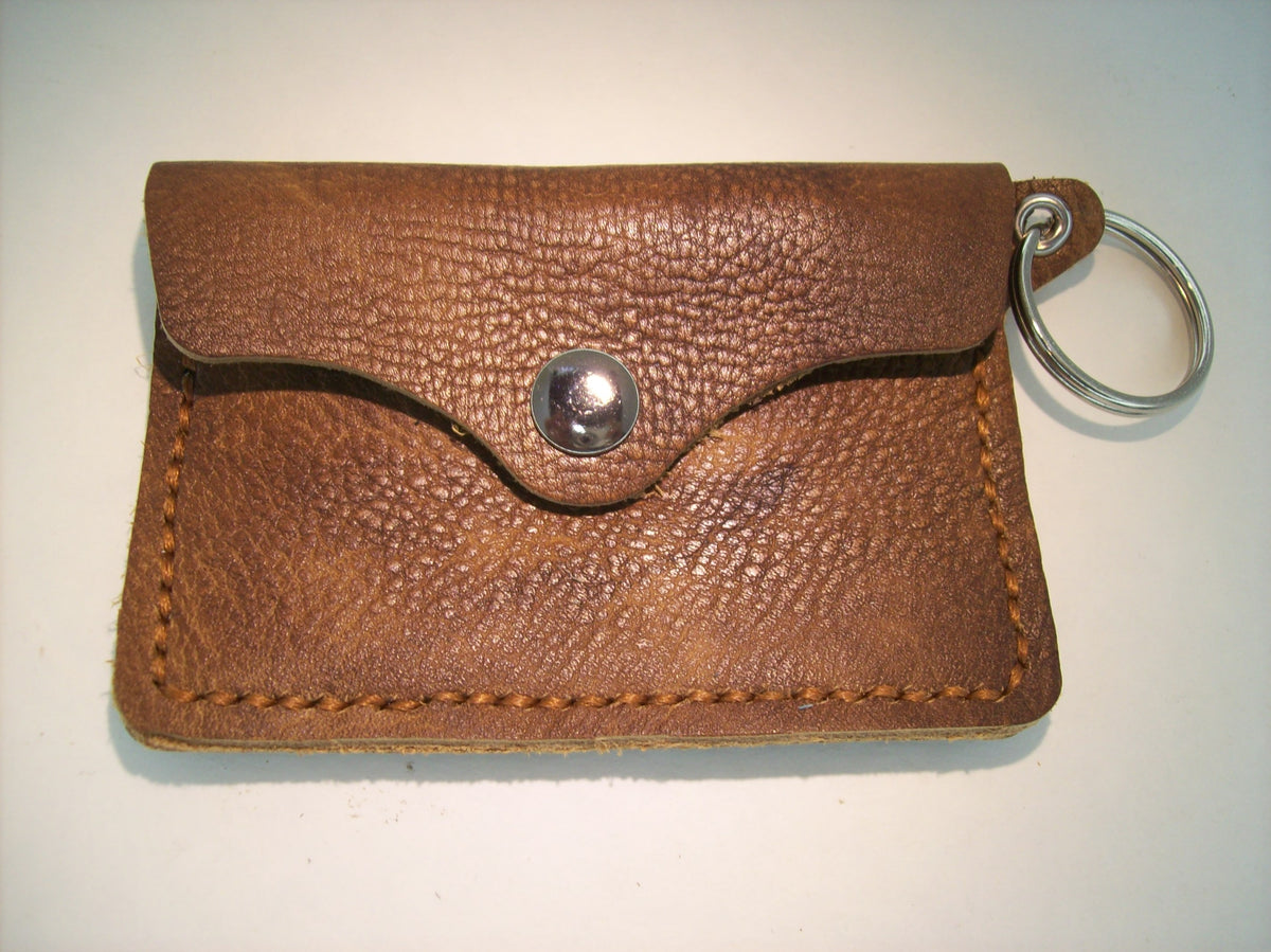 Plain Leather Card Wallet Keychain – Repurposed Leather