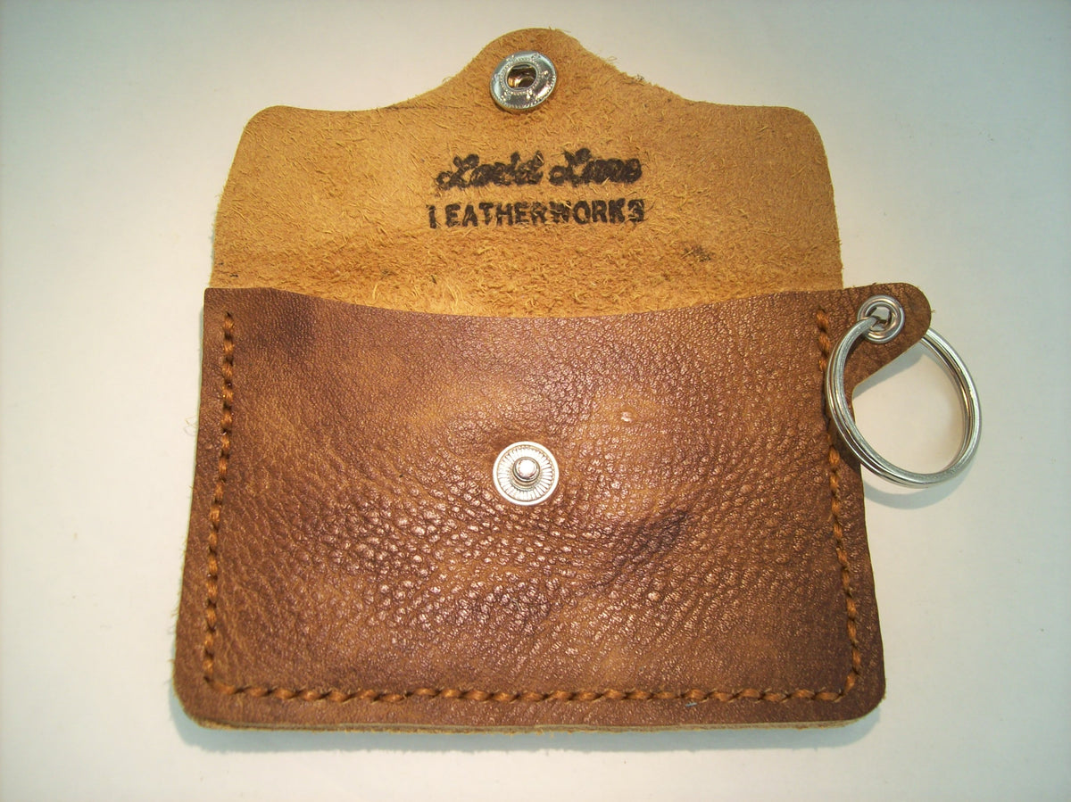 Plain Leather Card Wallet Keychain – Repurposed Leather