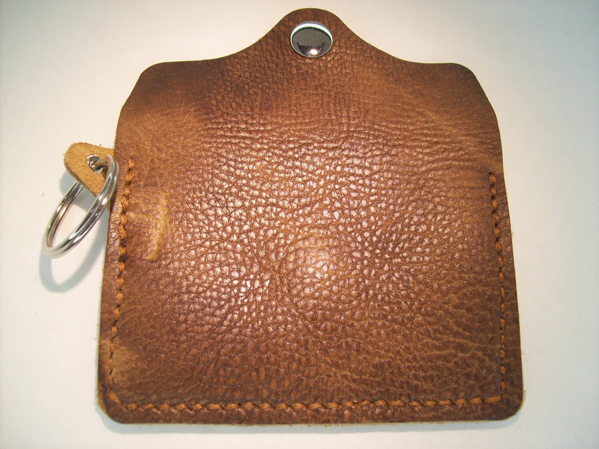 Plain Leather Card Wallet Keychain – Repurposed Leather