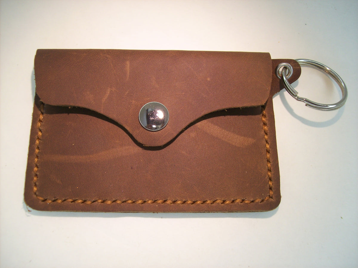Plain Leather Card Wallet Keychain – Repurposed Leather